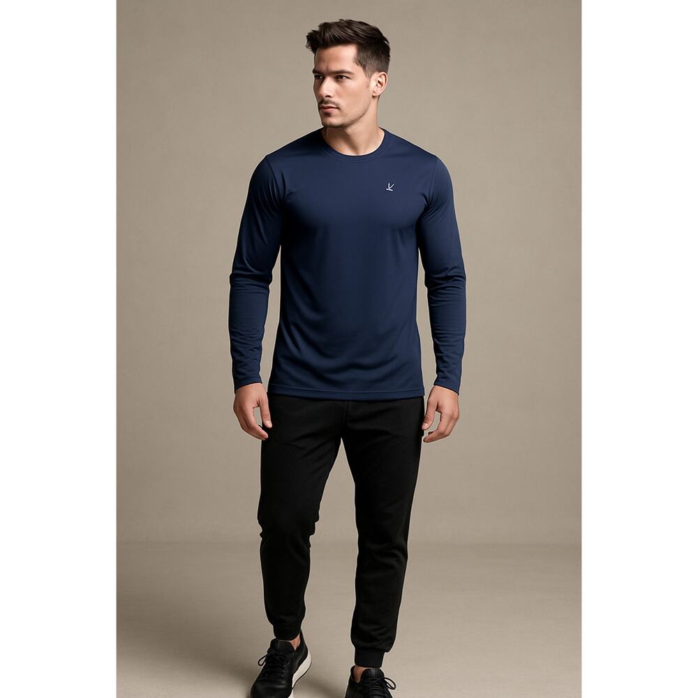 Minimalist Activewear Navy Long Sleeve Performance Shirt Devoropa Large